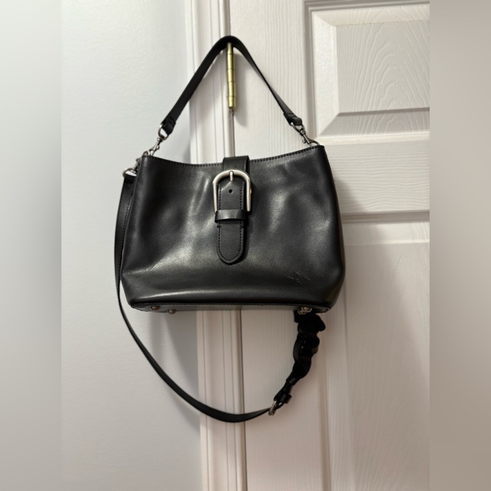 Patricia Nash Black Leather Crossbody Bag with Buckle - Picture 1 of 7